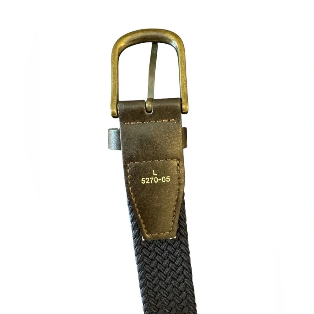 Men’s G. H. Bass & Co Braided Canvas & Genuine Leather Navy Blue Belt Size Large